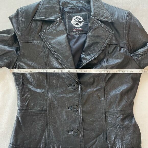 Y2K Wilson Vintage Maxima Black Leather Jacket Size Small - Picture 13 of 15
